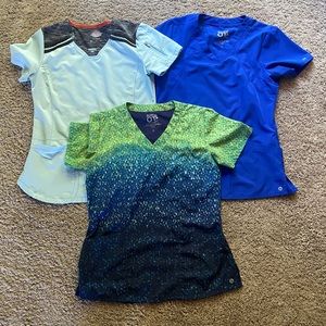 Barco One/Dickies Dynamix Small Scrub Top Lot Set of 3